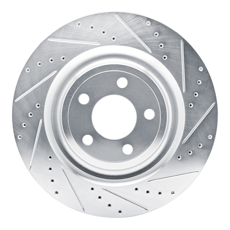 DFC 20-25 Ford Police Interceptor Utility Rear Right Drilled & Slotted Silver Brake Rotor