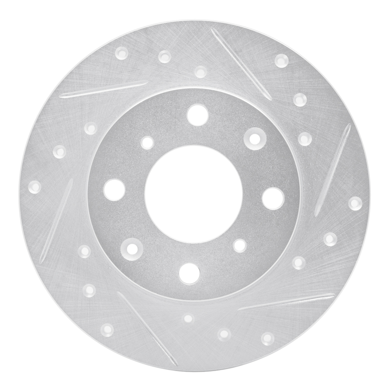 DFC 84-87 Honda Civic Front Right Drilled & Slotted Silver Brake Rotor