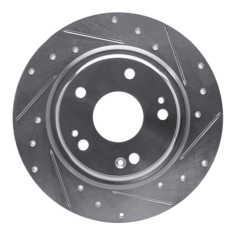 DFC 17-20 Honda Civic Coupe Rear Right Drilled & Slotted Silver Brake Rotor