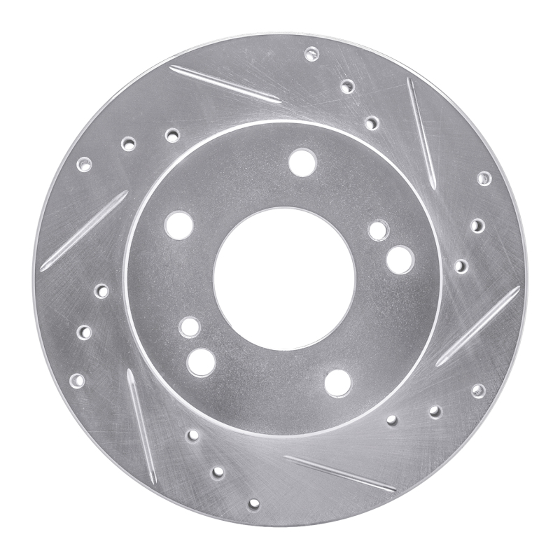 DFC 94-96 Nissan 240SX Front Right Drilled & Slotted Silver Brake Rotor
