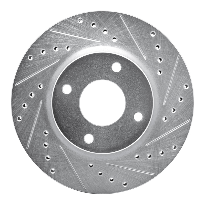 DFC 07-14 Nissan Cube Front Right Drilled & Slotted Silver Brake Rotor