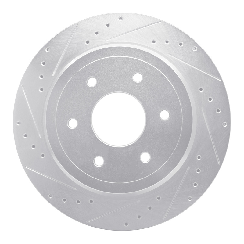 DFC 16-24 Nissan Titan XD Rear Left Drilled & Slotted Silver Brake Rotor