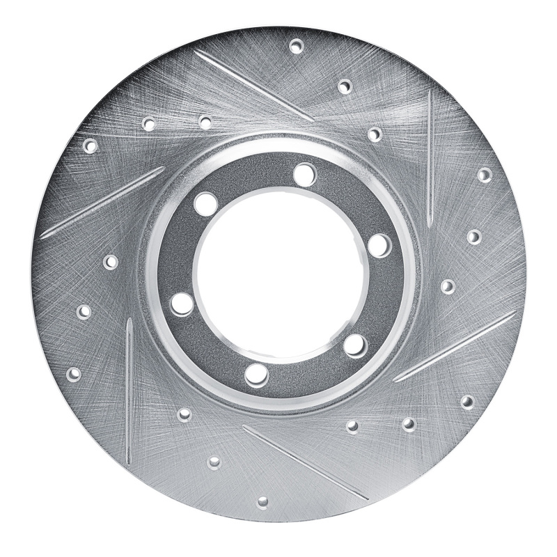 DFC 79-86 Dodge D50 Front Right Drilled & Slotted Silver Brake Rotor