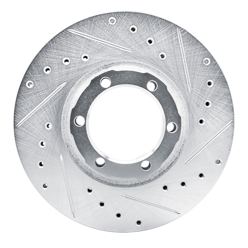 DFC 86-96 Dodge Ram 50 Front Right Drilled & Slotted Silver Brake Rotor