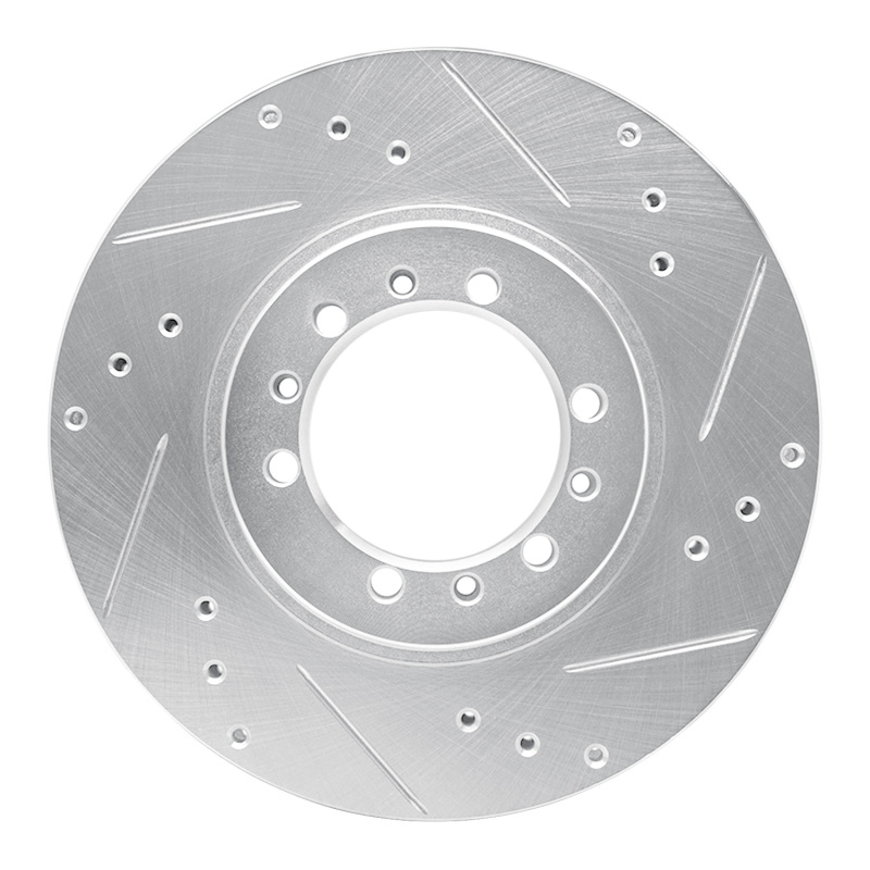 DFC 94-00 Mitsubishi Montero Front Right Drilled & Slotted Silver Brake Rotor