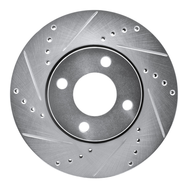 DFC 90-98 Audi Coupe Front Left Drilled & Slotted Silver Brake Rotor