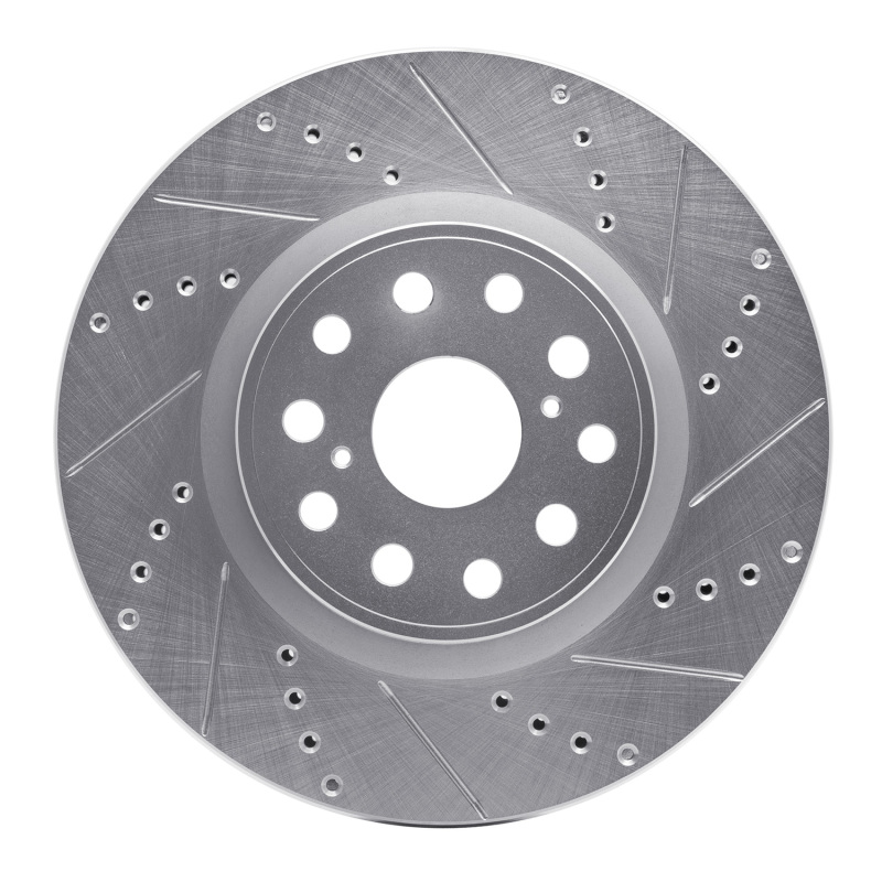 DFC 07-23 Lexus LS460 Front Right Drilled & Slotted Silver Brake Rotor