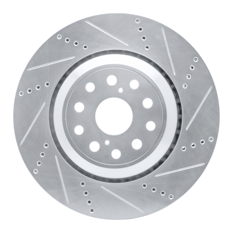 DFC 07-23 Lexus LS600h Left Front Drilled & Slotted Silver Brake Rotor