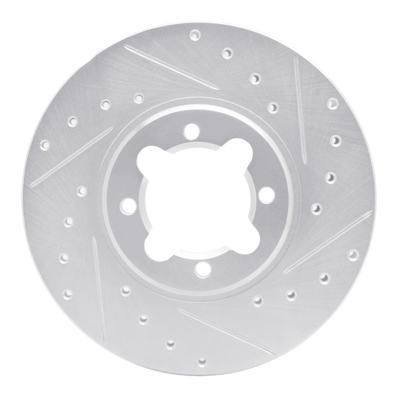 DFC 82-85 Toyota Celica Front Right Drilled & Slotted Silver Brake Rotor