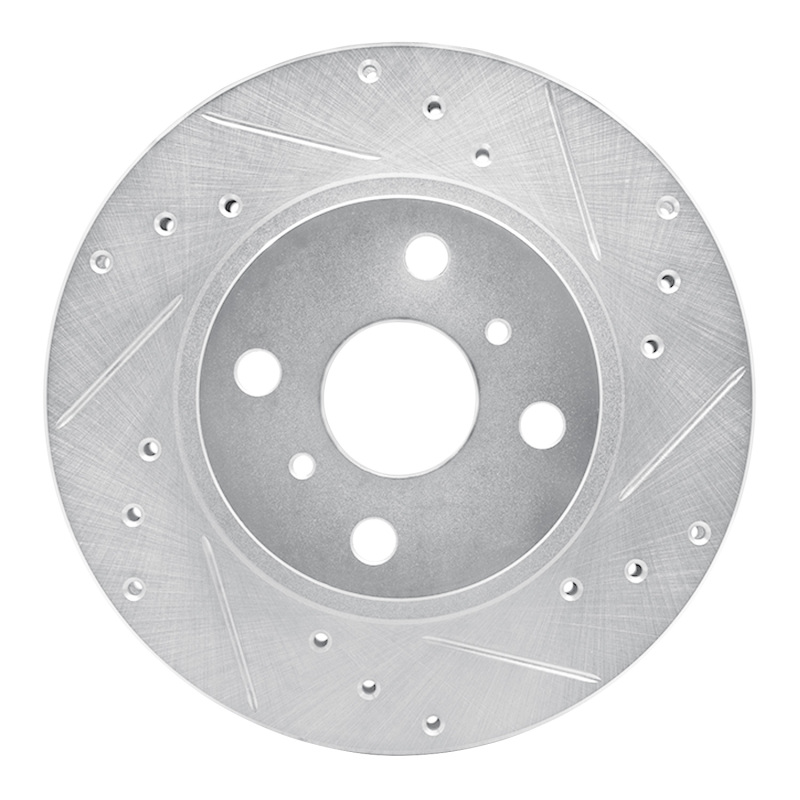 DFC 87-92 Geo Prizm Front Right Drilled & Slotted Silver Brake Rotor