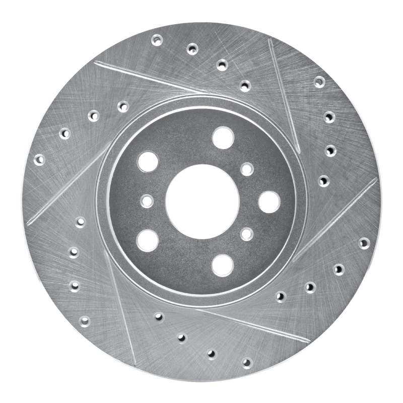 DFC 90-93 Toyota Celica Front Right Drilled & Slotted Silver Brake Rotor