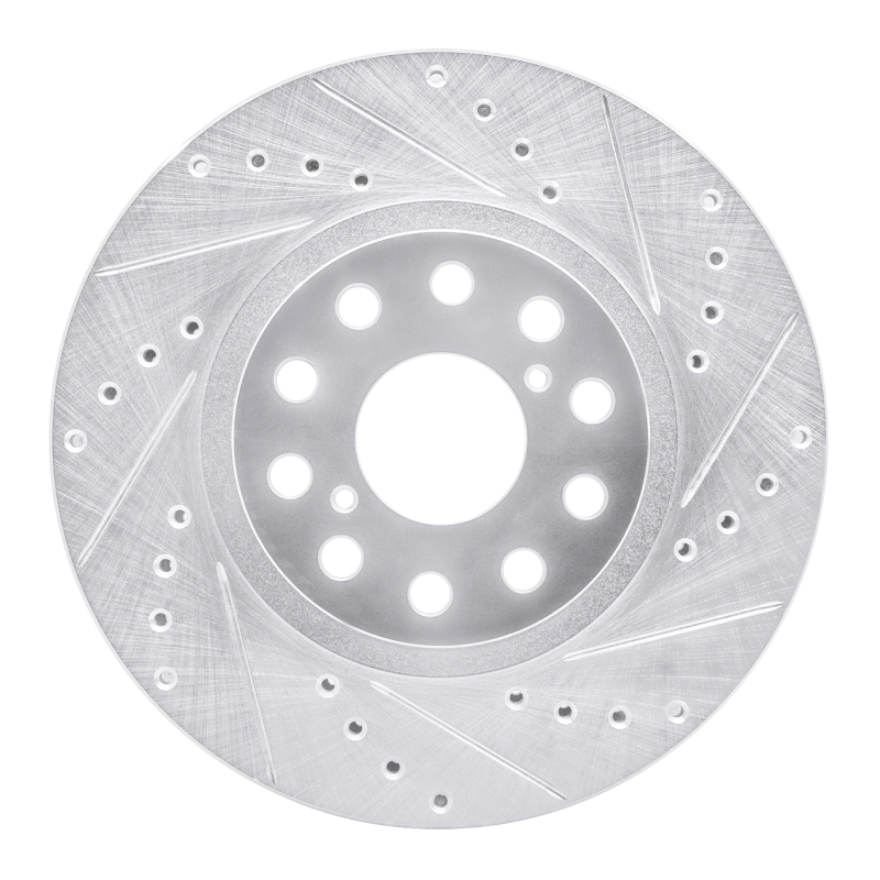 DFC 93-98 Toyota Supra Front Right Drilled & Slotted Silver Brake Rotor