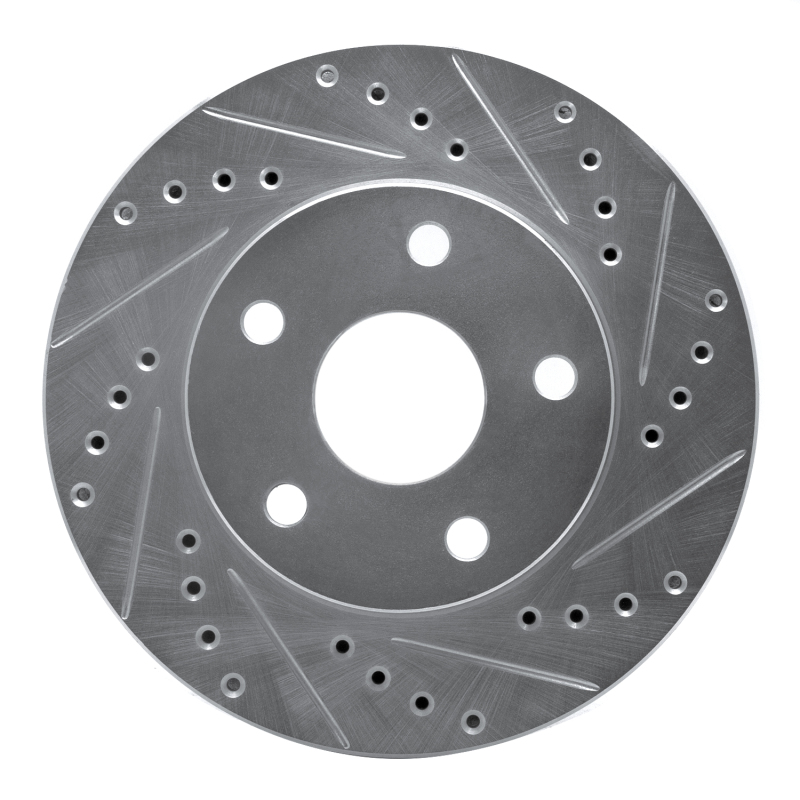 DFC 91-96 Toyota Previa Front Right Drilled & Slotted Silver Brake Rotor
