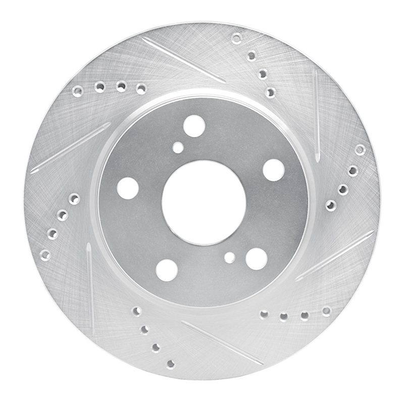 DFC 06-18 Lexus HS250H Front Right Drilled & Slotted Silver Brake Rotor