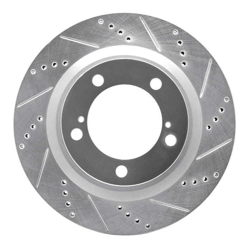 DFC 07-22 Lexus LX570 Front Right Drilled & Slotted Silver Brake Rotor