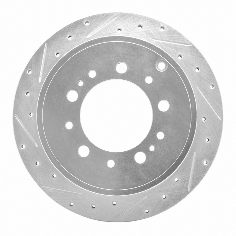 DFC 07-22 Lexus LX570 Rear Left Drilled & Slotted Silver Brake Rotor