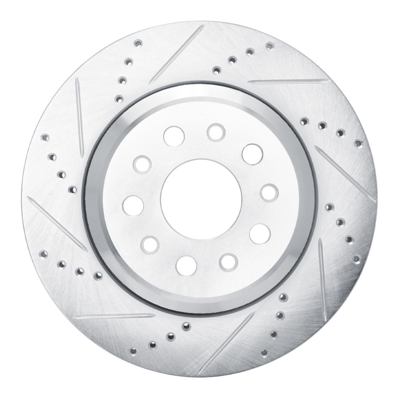 DFC 14-16 Maserati Ghibli Rear Left Drilled & Slotted Silver Brake Rotor