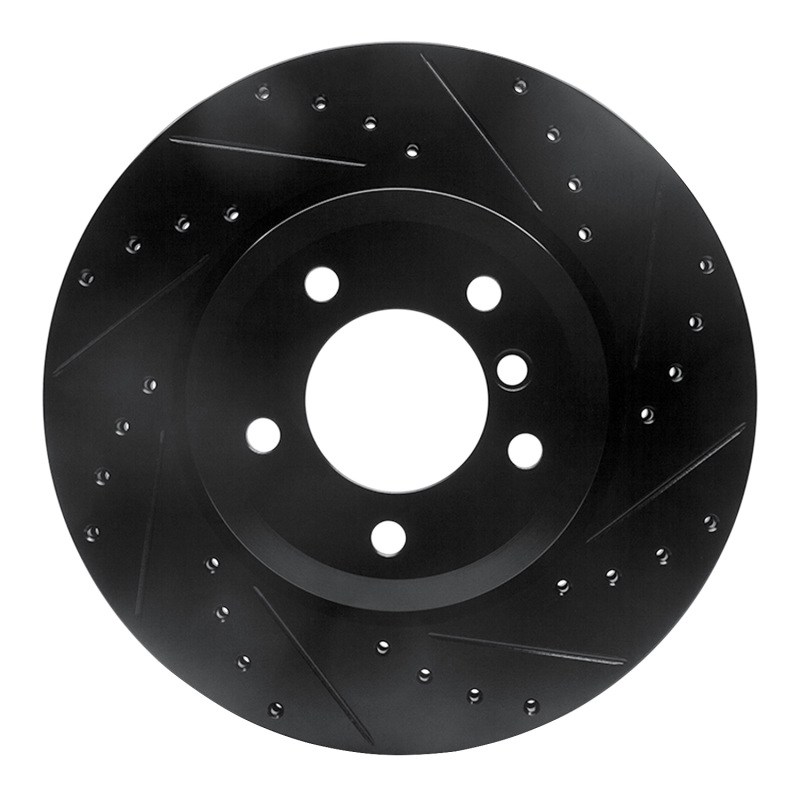 DFC 01-08 BMW 330i Front Right Drilled & Slotted Black Brake Rotor
