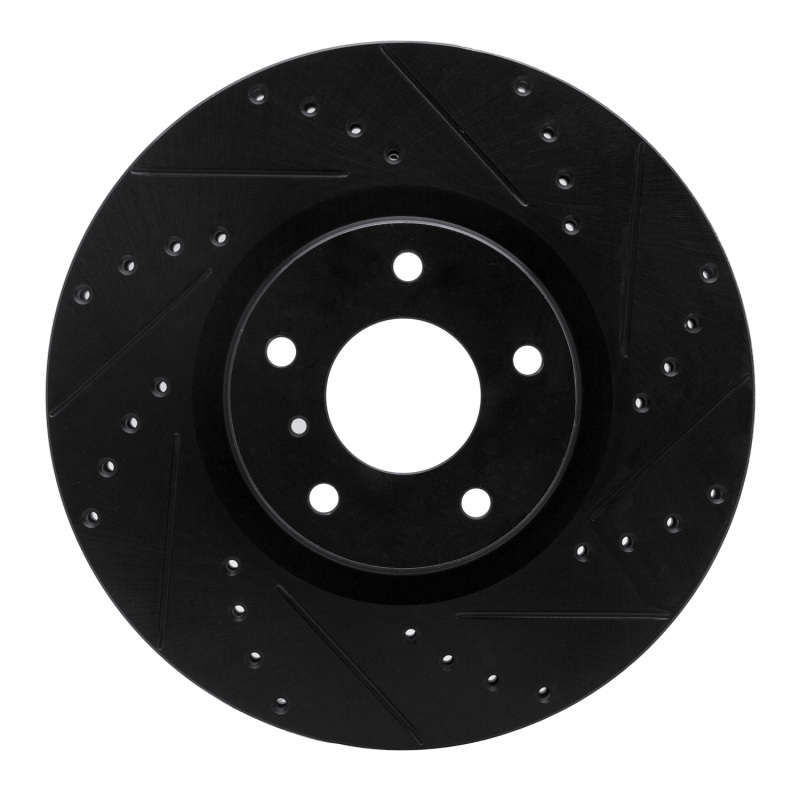 DFC 03-23 Infiniti Q70L Front Right Drilled & Slotted Black Brake Rotor