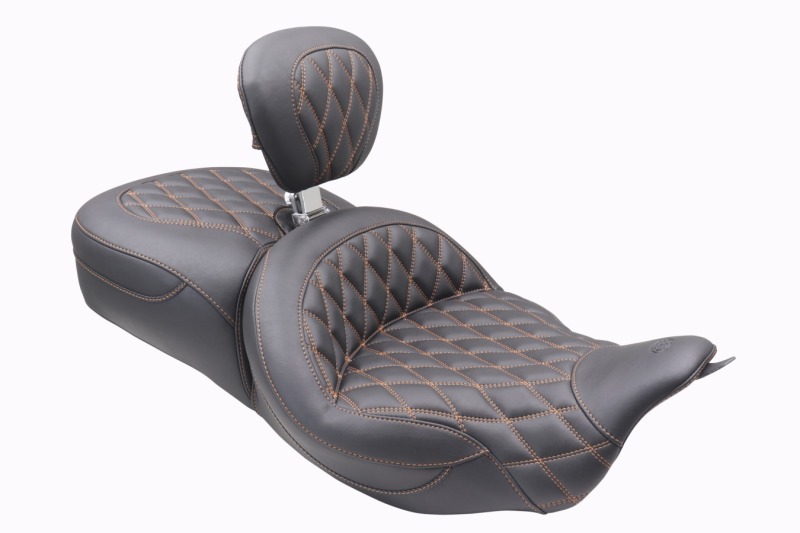 Mustang 08-25 Harley FL Touring Rd King Sp, Rd Glide Ltd, Dble Diamond ST Backrest - Black/MO