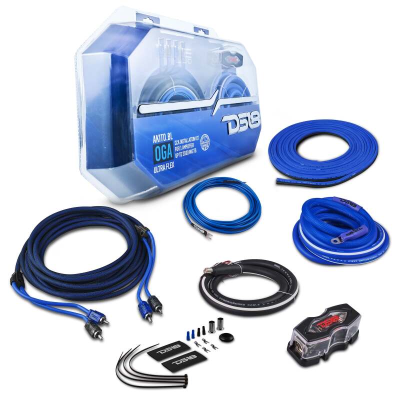 DS18 0-GA Amplifier Install Kit Advance- Blue