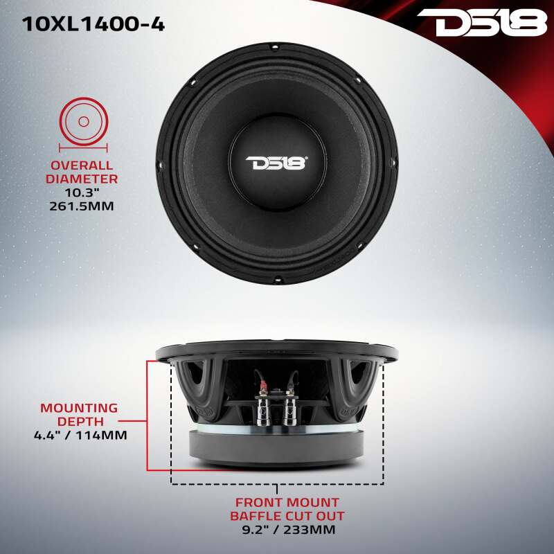 DS18 10in 700 Watts RMS 4 ohm Mid-Range Loudspeakers