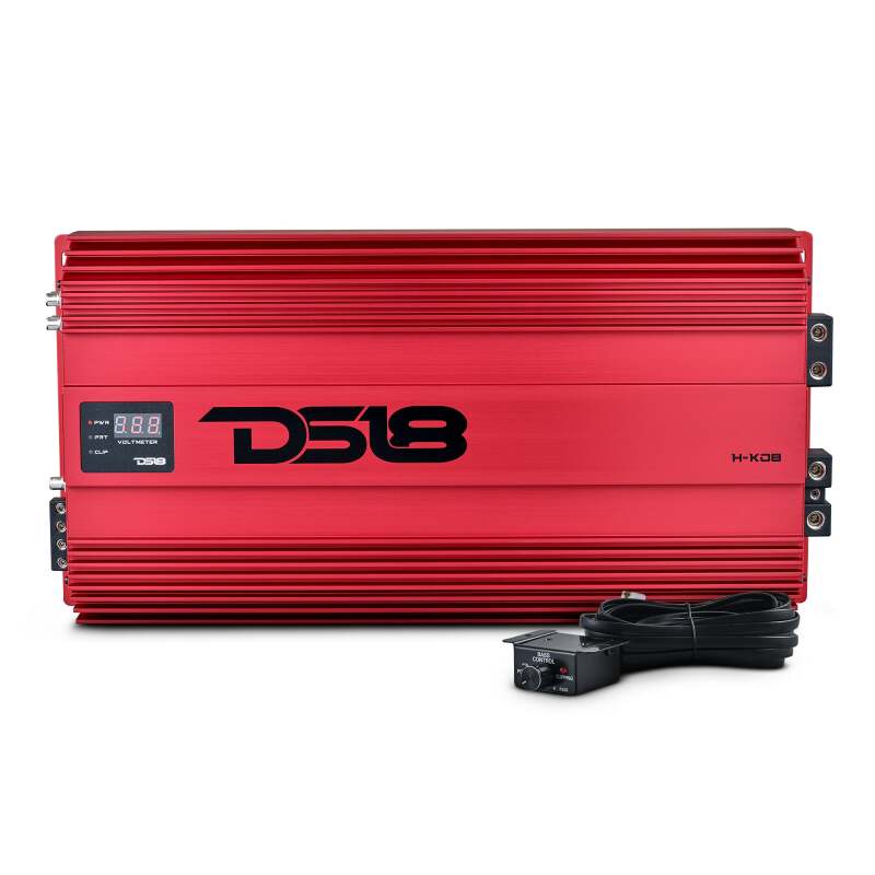 DS18 1-Channel Amp 15000 Burst/0.5ohm 8000/1ohm 4800/2ohm 2500/4ohm Watts RMS w/ Voltmeter Red