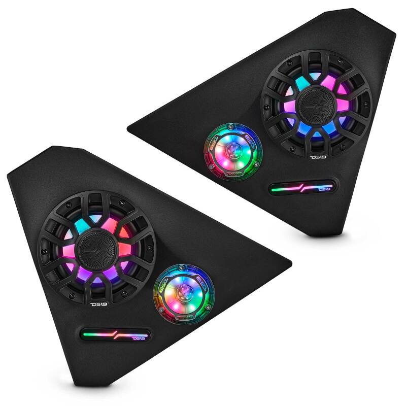 DS18 2015+ Polaris Slingshot Loaded Front Kick Panel w/ 2x NXL-IQ6/BK & 2x PRO-TW1LD Included w/LEDs