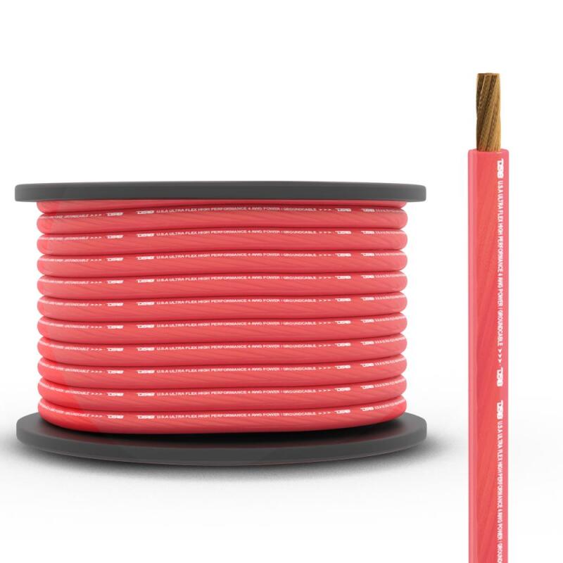 DS18 4-GA Power And Ground 100-Feet Red