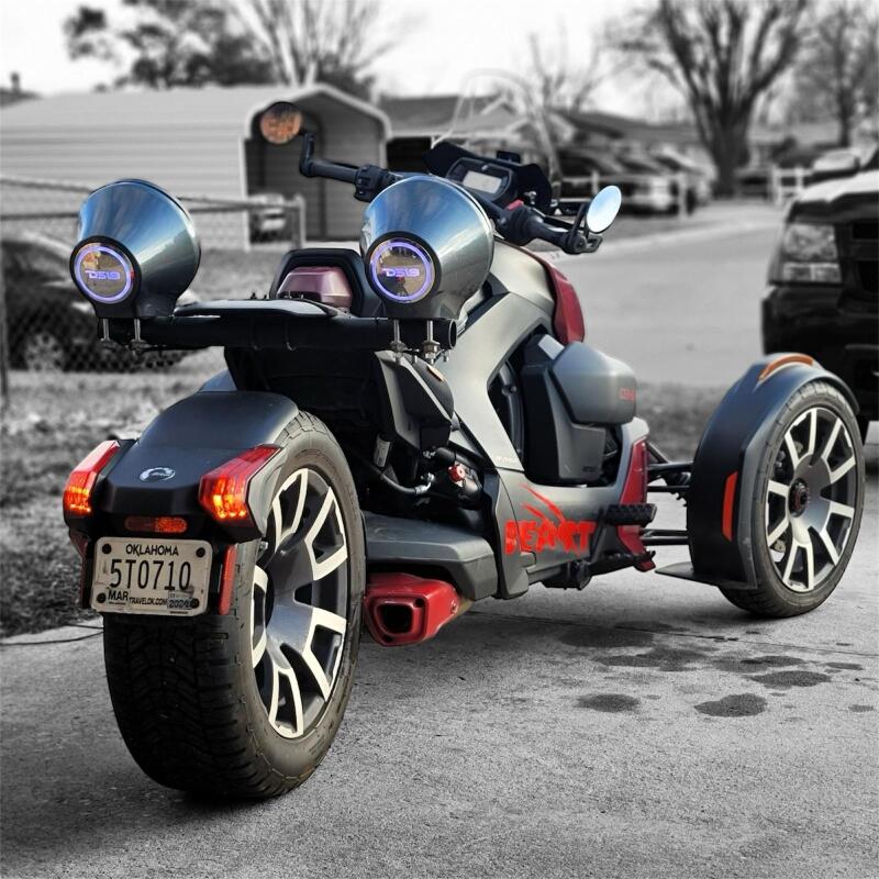 DS18 8in Marine And Powersports Universal Flat Mount Speaker Pod RGB LED Lights- Black