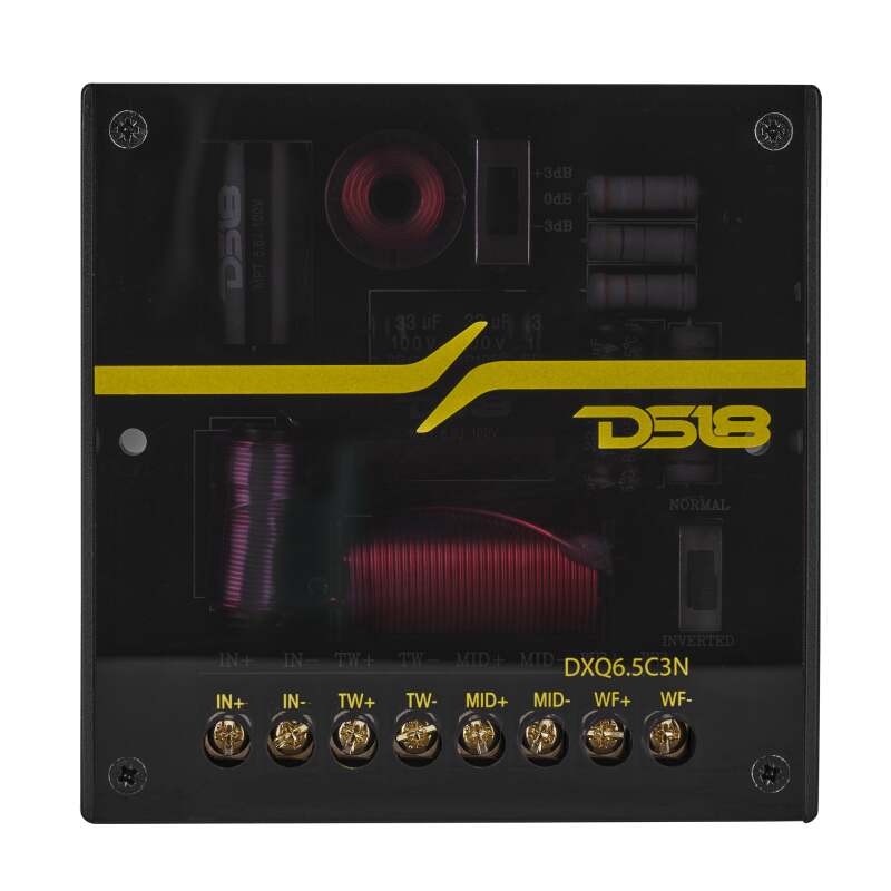 DS18 Dlx Qlty 6.5in+3.5in+2.2in 3-Way 180 Watt RMS 4 ohm Ylw Straw + Composite Foam Cone Neodymium