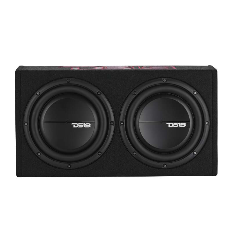 DS18 Dual 10in Shallow Enclosure w/ Subwoofer 350 Watts RMS Sealed Black Carpet