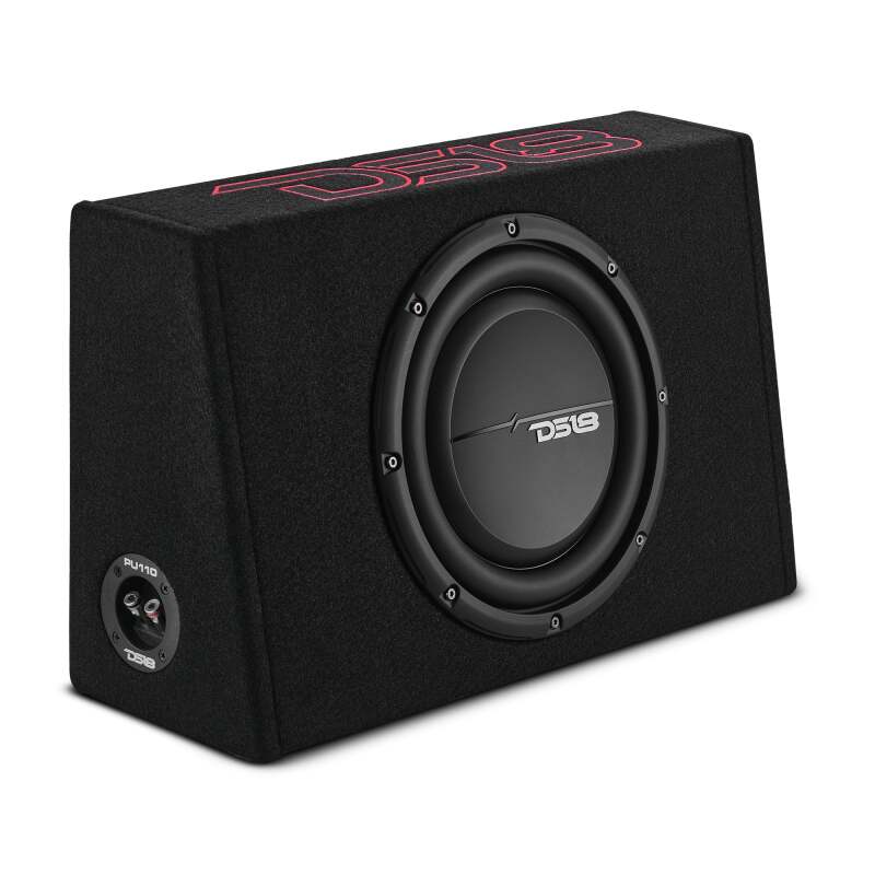 DS18 Single 10in Shallow Enclosure w/ Subwoofer 350 Watts RMS Sealed Black Carpet
