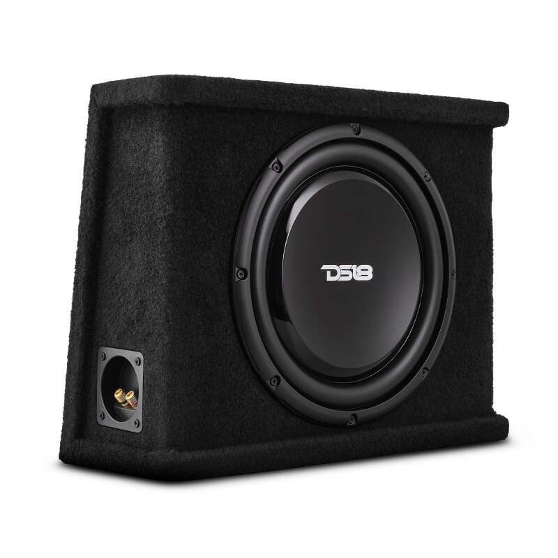 DS18 Single 12in Shallow Subwoofer and Enclosure 350 Watts RMS Sealed Black Carpet