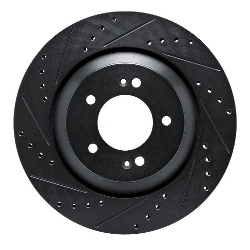 R1 2019-2025 Hyundai Elantra N Rear Left Drilled & Slotted Black Brake Rotor
