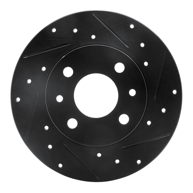 R1 2009-2019 Fiat 500 (USA/Canada) Rear Right Drilled & Slotted Black Brake Rotor