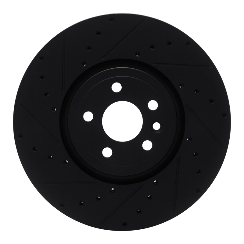 R1 2017-2020 Jaguar F-Pace Front Left Drilled & Slotted Black Brake Rotor