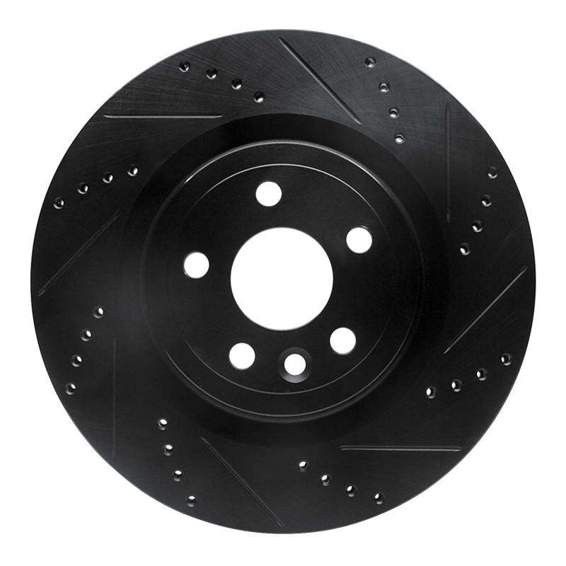 R1 2017-2020 Jaguar I-Pace Rear Right Drilled & Slotted Black Brake Rotor