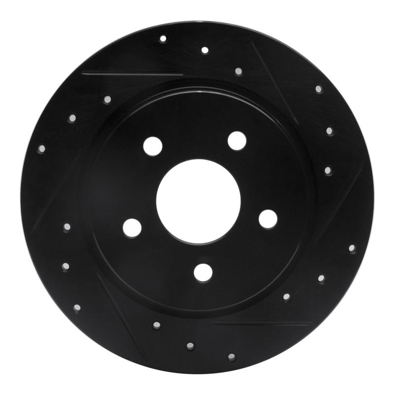 R1 2021-2025 Hyundai Santa Fe Rear Right Drilled & Slotted Black Brake Rotor