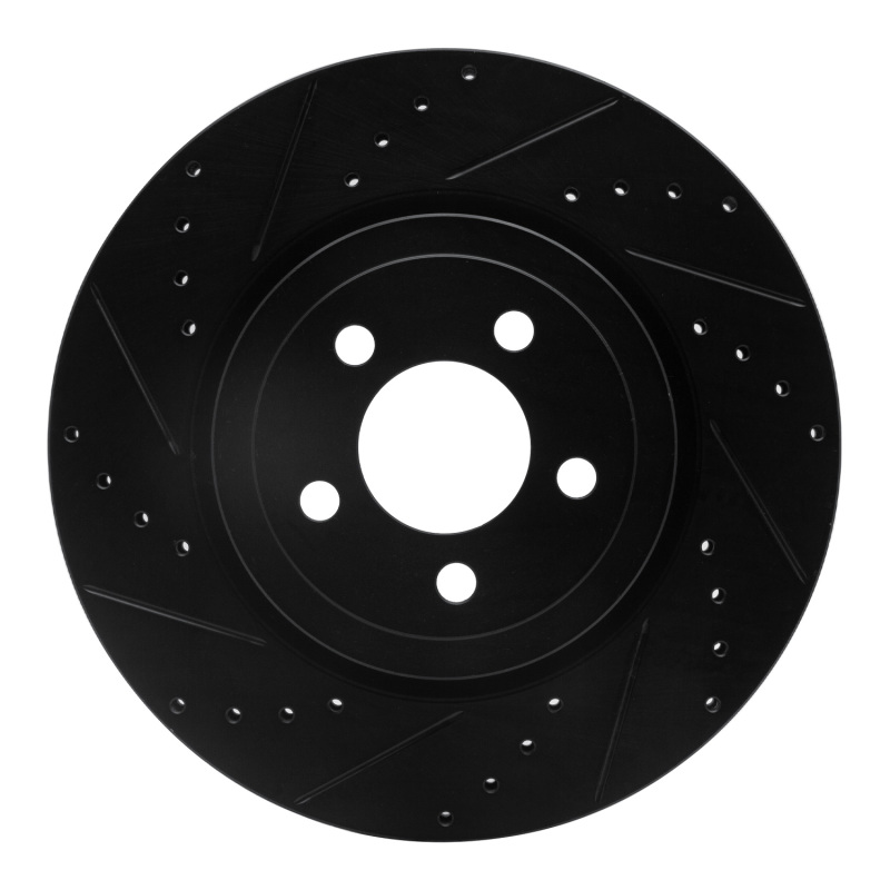 R1 2005-2023 Chrysler 300 Front Left Drilled & Slotted Black Brake Rotor