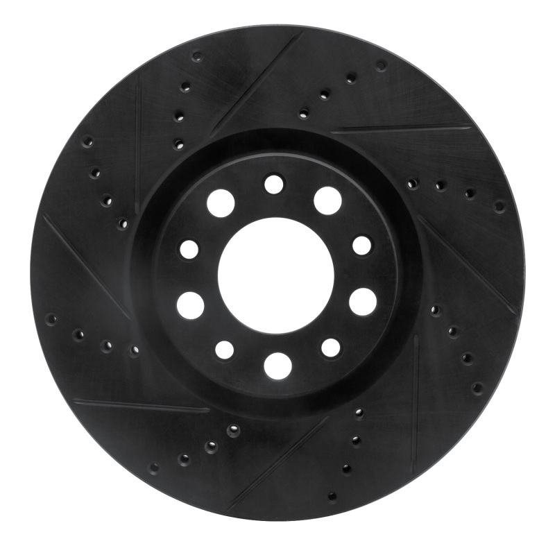 R1 2013-2023 Chrysler 200 Front Left Drilled & Slotted Black Brake Rotor