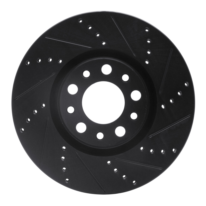 R1 2013-2023 Chrysler 200 Front Right Drilled & Slotted Black Brake Rotor