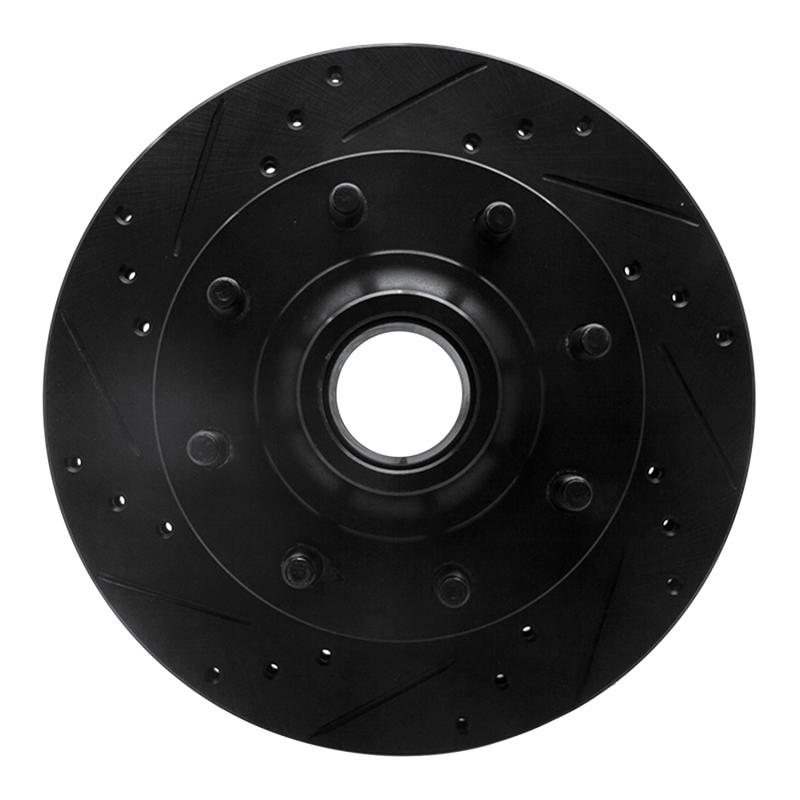 R1 1994-1999 Dodge Ram 2500 Front Left Drilled & Slotted Black Brake Rotor
