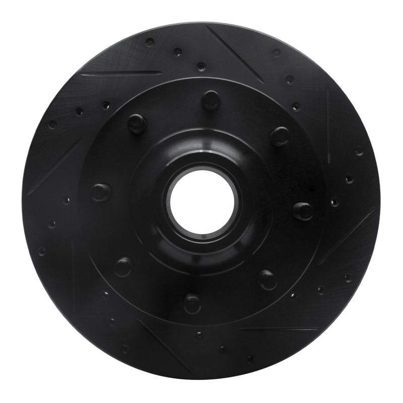 R1 1994-1999 Dodge Ram 2500 Front Right Drilled & Slotted Black Brake Rotor