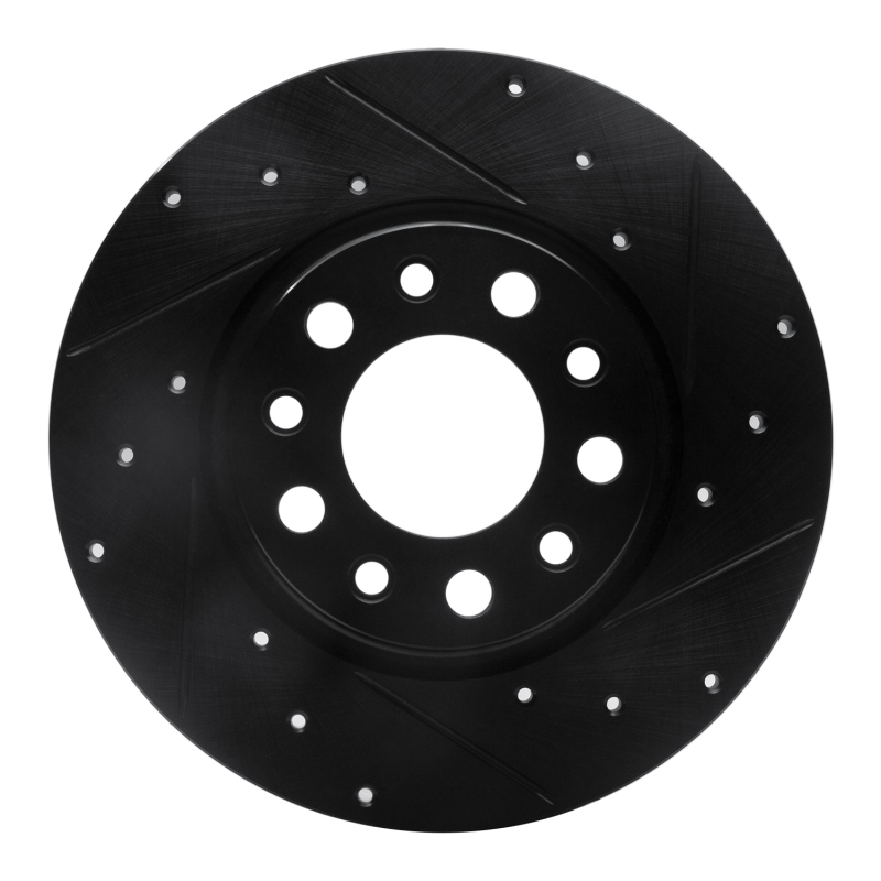 R1 2014-2022 Chrysler 200 Rear Right Drilled & Slotted Black Brake Rotor