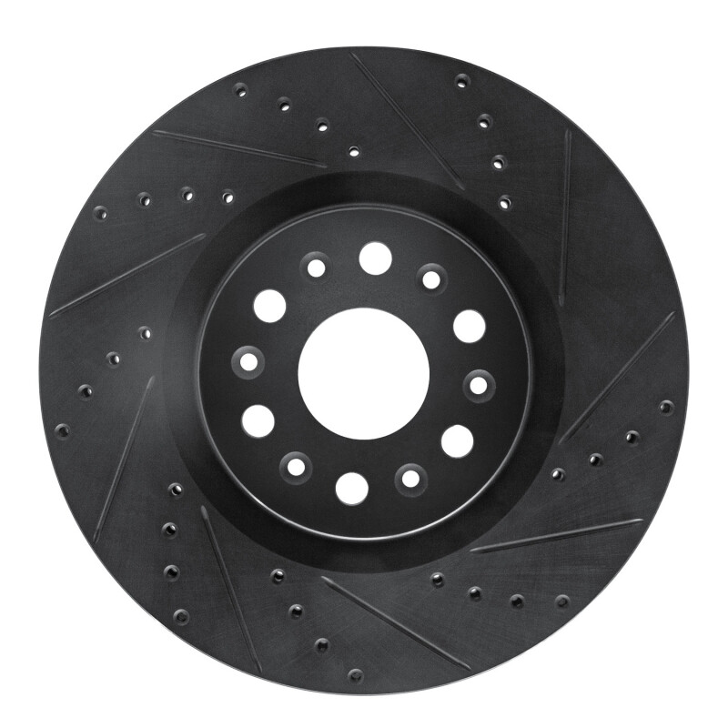 R1 2017-2025 Buick Enclave Front Right Drilled & Slotted Black Brake Rotor