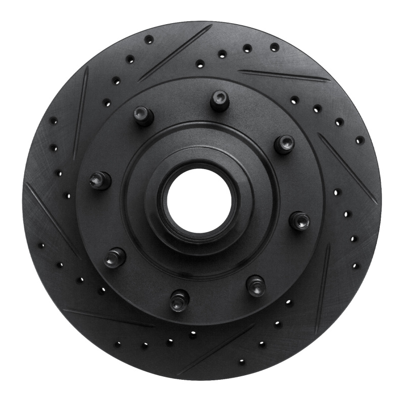 R1 1986-1994 Ford F-250 2WD (Excl Super Duty) Front Left Drilled & Slotted Black Brake Rotor