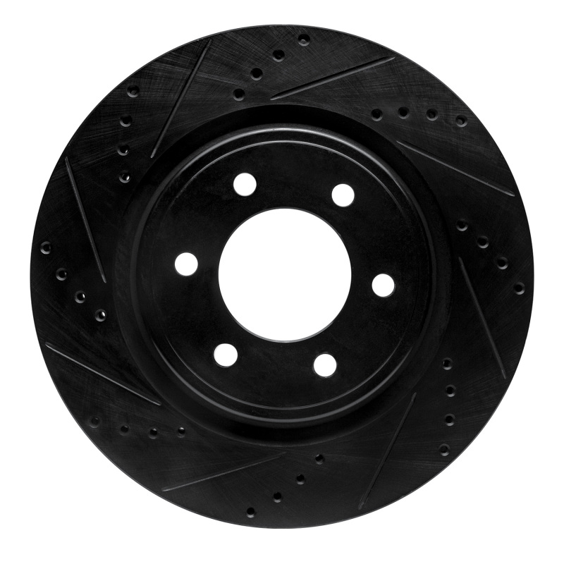 R1 2021-2025 Ford Bronco Front Left Drilled & Slotted Black Brake Rotor