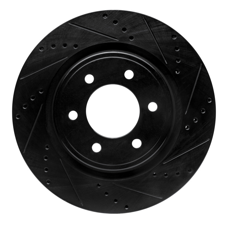 R1 2021-2025 Ford F-150 4WD Front Right Drilled & Slotted Black Brake Rotor
