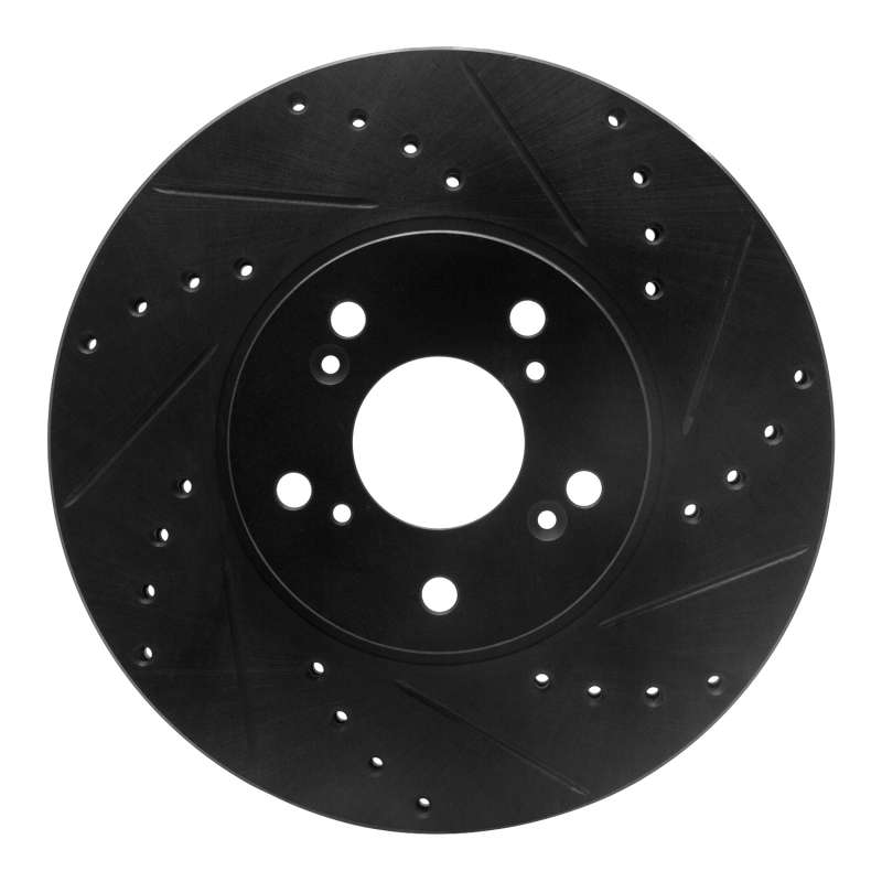 R1 1999-2014 Acura TL Front Right Drilled & Slotted Black Brake Rotor